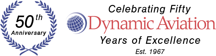 Dynamic Aviation 50th anniversary logo.