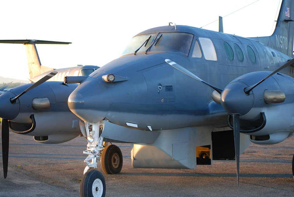 King Air 200 for intelligence, surveillance, and reconnaissance sitting on ramp