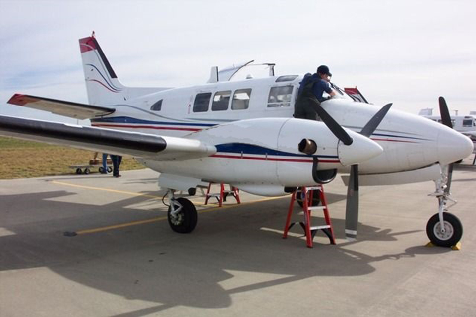 King Air 90 being inspected