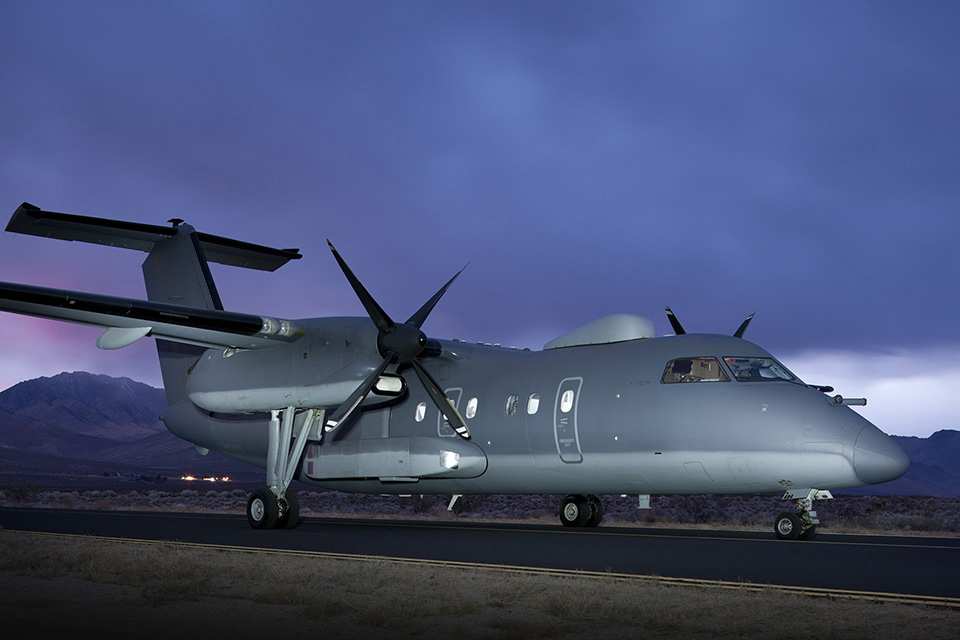 Modified DHC-8 200 on runway