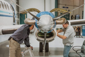 Two A&Ps working on a King Air 200