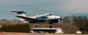 King Air 200 taking off from VBW