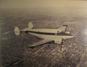 Beechcraft 18 in flight vintage photo