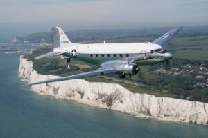 Miss Virginia DC-3 over White Cliffs of Dover