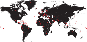 Map of Dynamic Aviation worldwide operations
